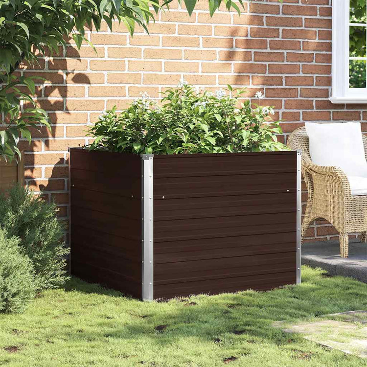 Vidaxl plantenbak verhoogd 100x100x77 cm gegalvaniseerd staal bruin