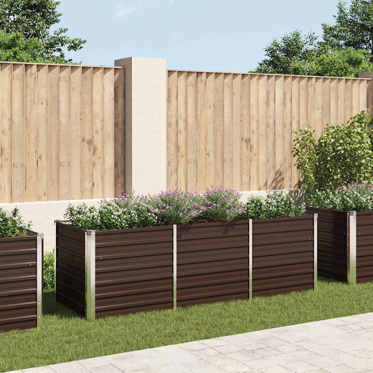 Vidaxl plantenbak verhoogd 240x80x77 cm gegalvaniseerd staal bruin
