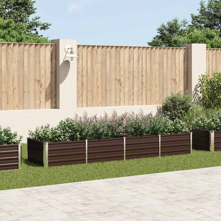 Vidaxl plantenbak verhoogd 320x80x45 cm gegalvaniseerd staal bruin