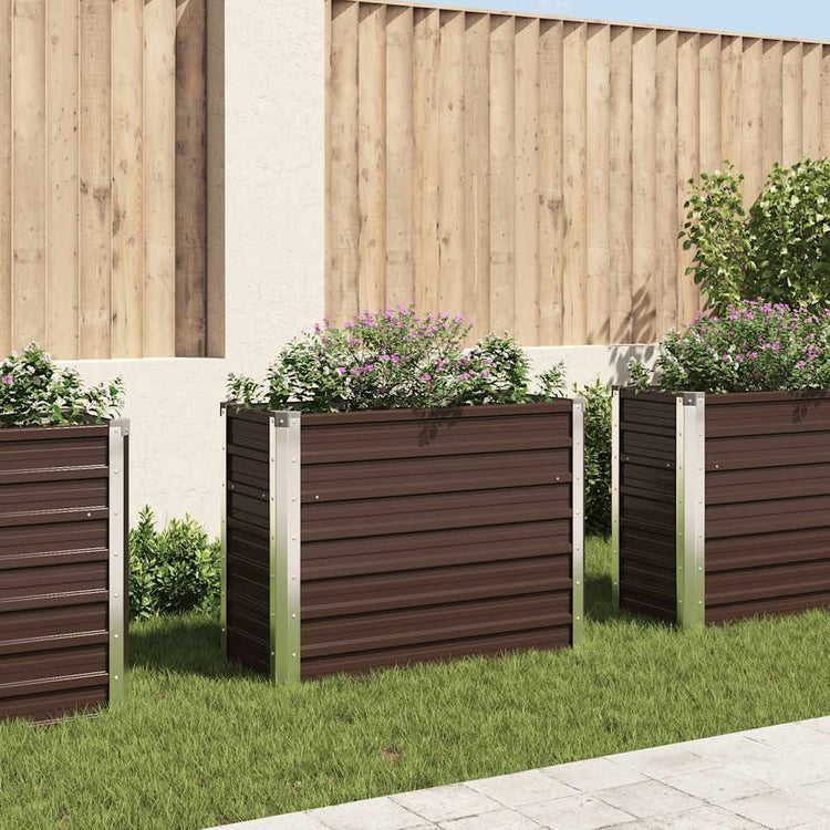 Vidaxl plantenbak verhoogd 100x40x77 cm gegalvaniseerd staal bruin