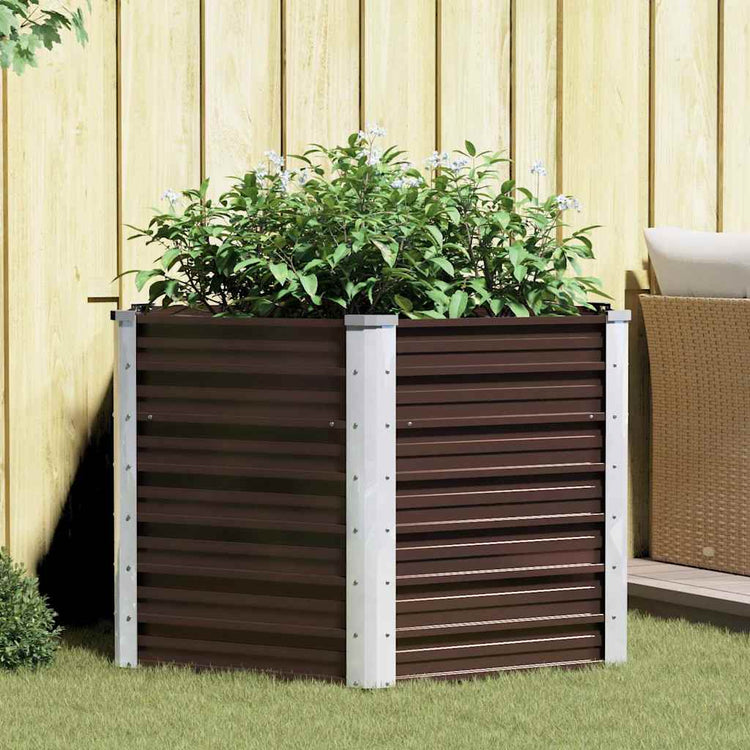 Vidaxl plantenbak verhoogd 129x129x77 cm gegalvaniseerd staal bruin