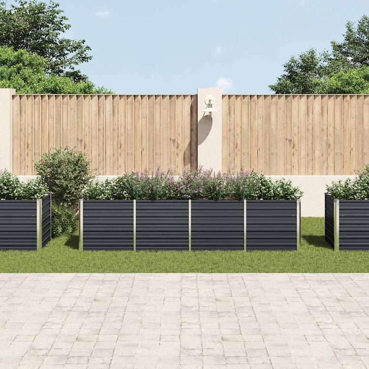 Vidaxl plantenbak verhoogd 320x80x77 cm gegalvaniseerd staal antraciet
