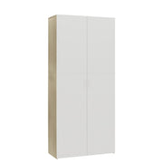 VidaXL Schoenenkast 80x35,5x180cm bewerkt hout wit sonoma eikenkleurig - afbeelding 2