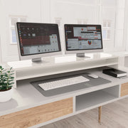 Vidaxl monitorstandaard 100x24x13 cm bewerkt hout hoogglans wit - afbeelding 1