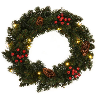 VidaXL Kerstkransen 2 st met decoratie 45 cm groen