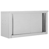 Vidaxl keukenbovenkast met schuifdeuren 90x40x50 cm roestvrij staal - afbeelding 1
