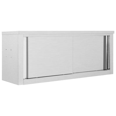 Vidaxl keukenbovenkast met schuifdeuren 120x40x50 cm roestvrij staal