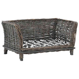 Vidaxl hondenmand met kussen 50x33x30 cm natuurlijk wilgen grijs - afbeelding 1