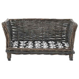 Vidaxl hondenmand met kussen 50x33x30 cm natuurlijk wilgen grijs - afbeelding 2