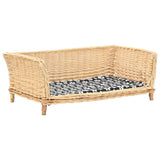 Vidaxl hondenmand met kussen 90x54x35 cm natuurlijk wilgen - afbeelding 1