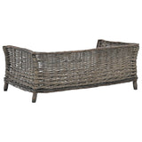 Vidaxl hondenmand met kussen 90x54x35 cm natuurlijk wilgen grijs - afbeelding 3