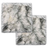 Vidaxl stoelkussens 2 st 40x40 cm schapenvacht gemêleerd donkergrijs - afbeelding 1