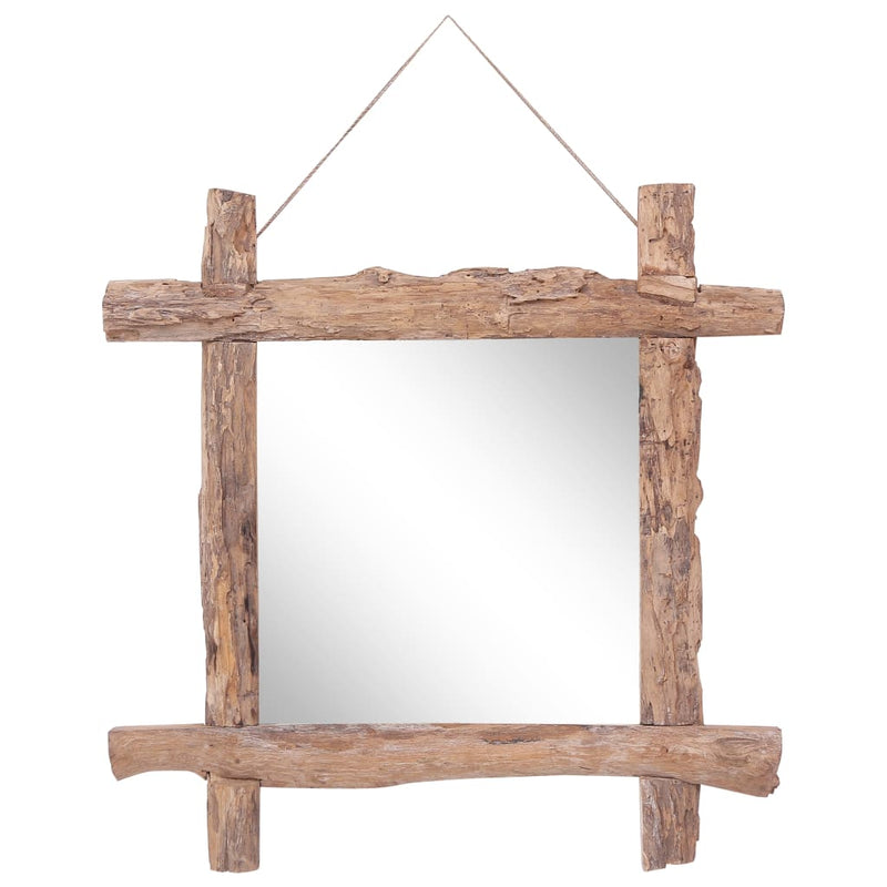 Vidaxl spiegel houtblokken70x70 cm gerecycled teakhout naturel
