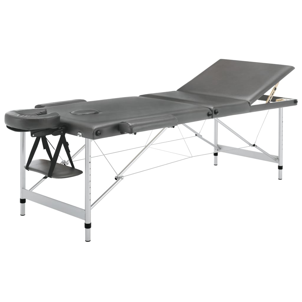 VidaXL Massagetafel met 3 zones 186x68 cm aluminium frame antraciet