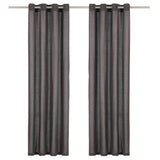 VidaXL Gordijnen met metalen ringen 2 st 140x245 cm katoen antraciet - afbeelding 1