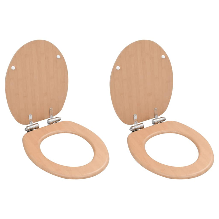 Vidaxl toiletbrillen 2 st met soft-close deksels mdf bamboeontwerp