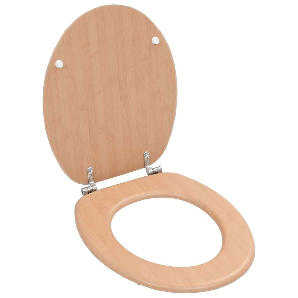 Vidaxl toiletbrillen 2 st met deksels bamboeontwerp mdf