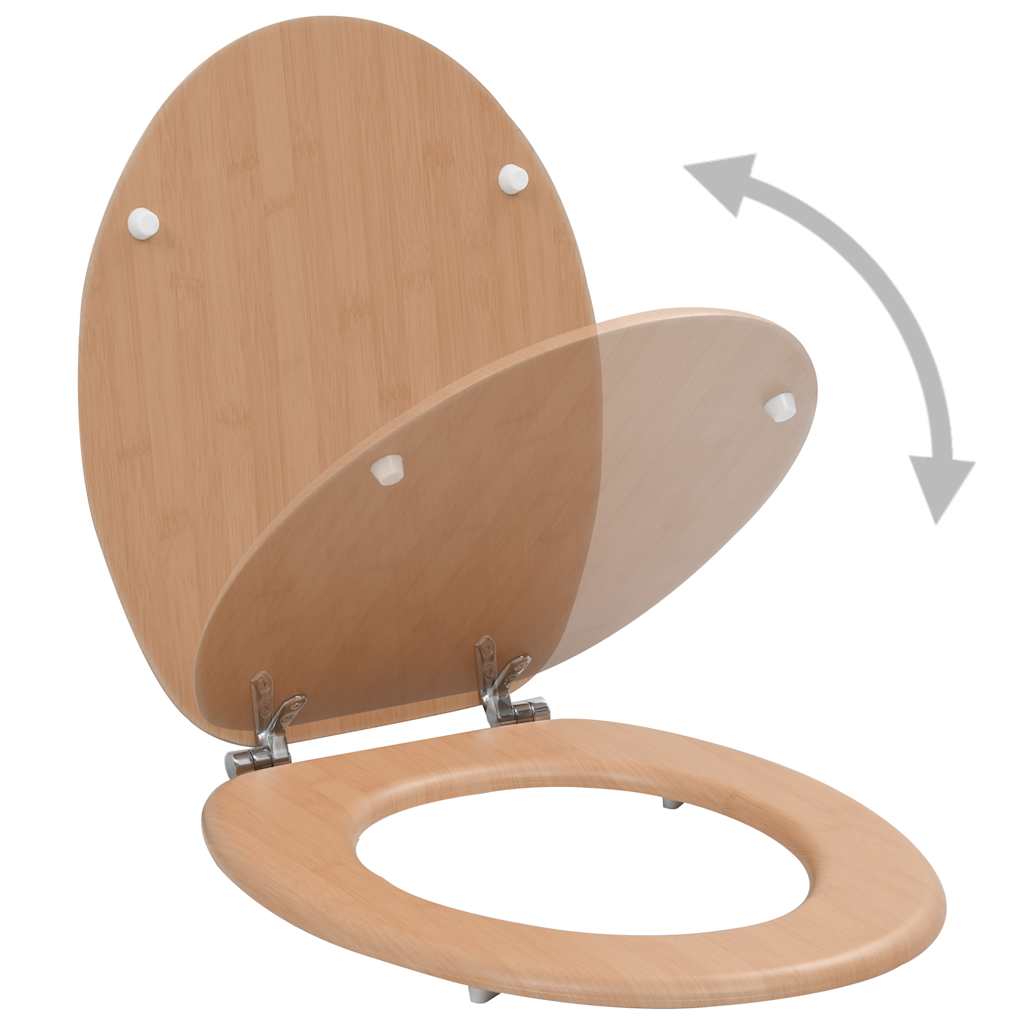 Vidaxl toiletbrillen 2 st met deksels bamboeontwerp mdf