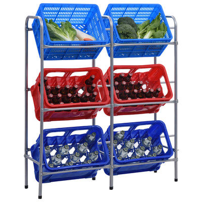 Vidaxl opbergrek voor 6 kratten 96x33x116 cm steel zilverkleurig