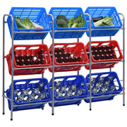 Vidaxl opbergrek voor 9 kratten 145x33x116 staal zilverkleurig - afbeelding 1