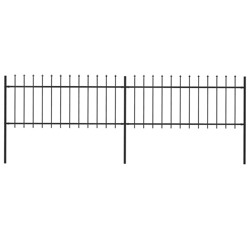 Vidaxl tuinhek met speerpunt staal 359x80 cm zwart