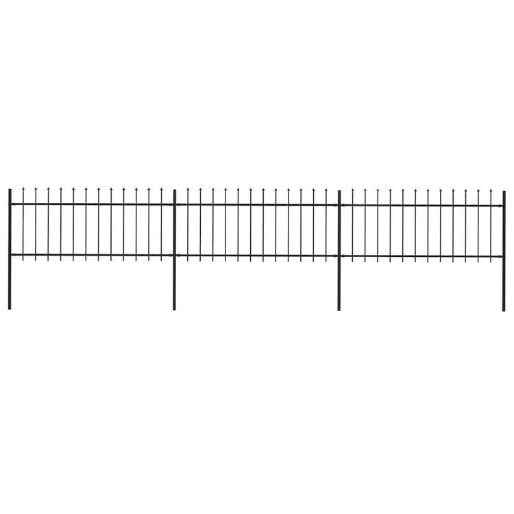 Vidaxl tuinhek met speerpunt staal 504x80 cm zwart