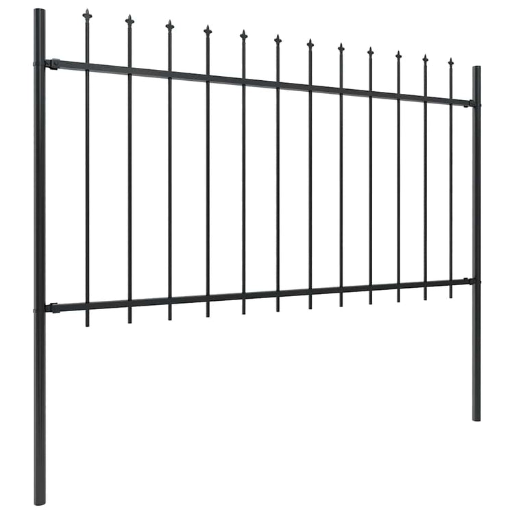 Vidaxl tuinhek met speerpunt staal 504x100 cm zwart