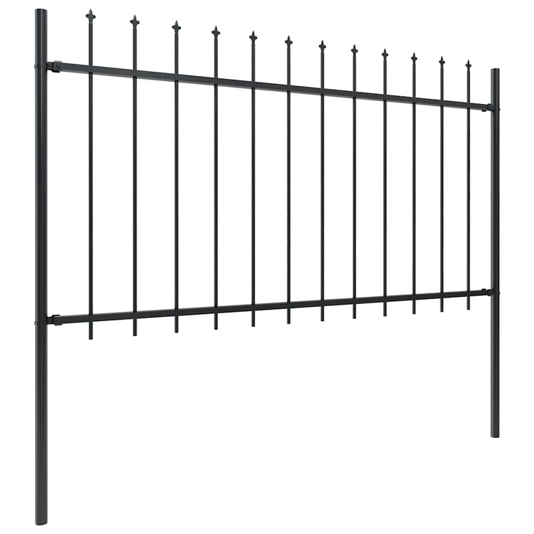 Vidaxl tuinhek met speerpunt staal 671x100 cm zwart