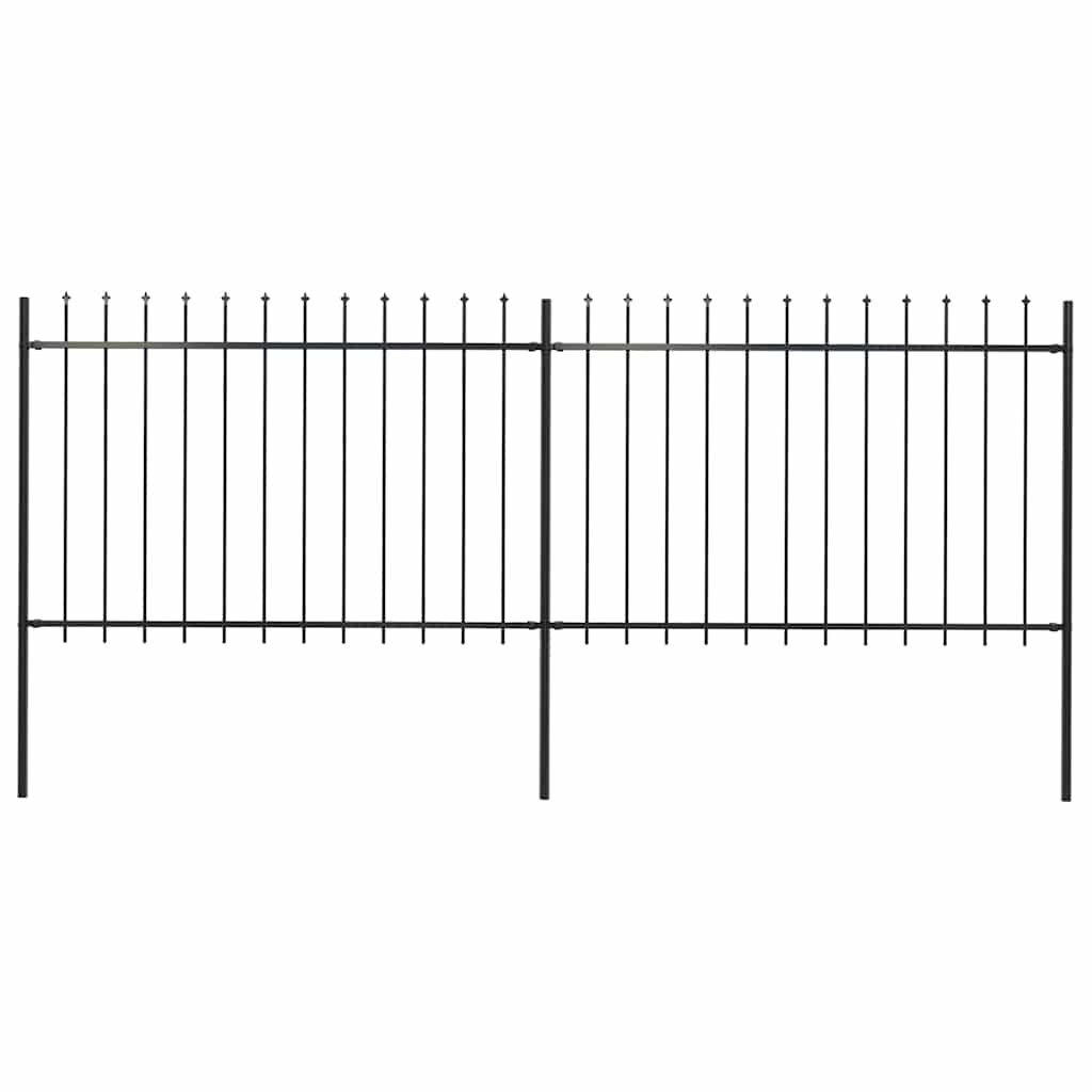Vidaxl tuinhek met speerpunt staal 337x120 cm zwart