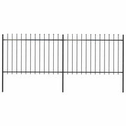 Vidaxl tuinhek met speerpunt staal 337x120 cm zwart - afbeelding 1