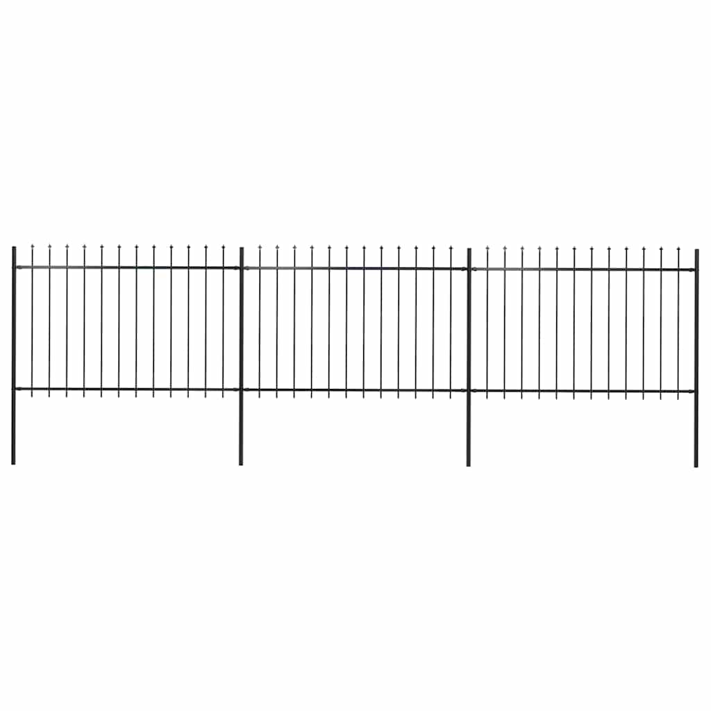 Vidaxl tuinhek met speerpunt staal 504x120 cm zwart