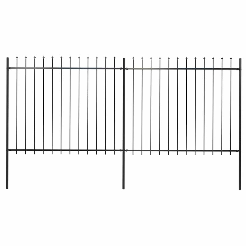 Vidaxl tuinhek met speerpunt staal 359x150 cm zwart