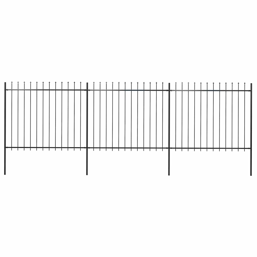 Vidaxl tuinhek met speerpunt staal 504x150 cm zwart