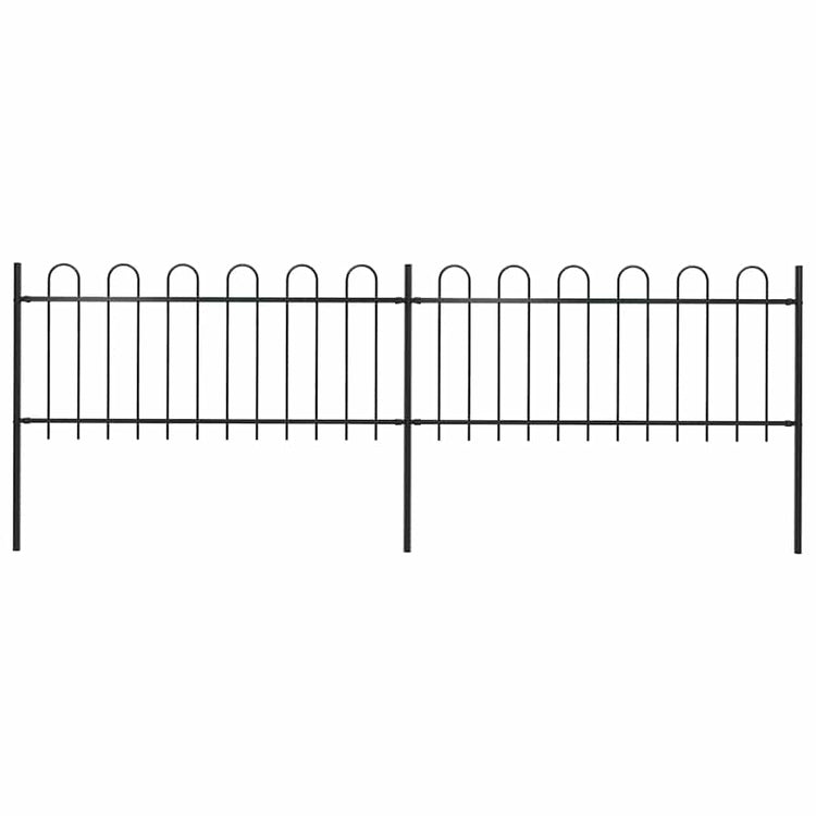 Vidaxl tuinhek met ringtop staal 337x80 cm zwart