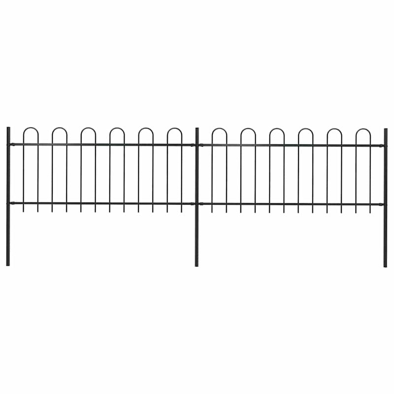 Vidaxl tuinhek met ringtop staal 359x80 cm zwart