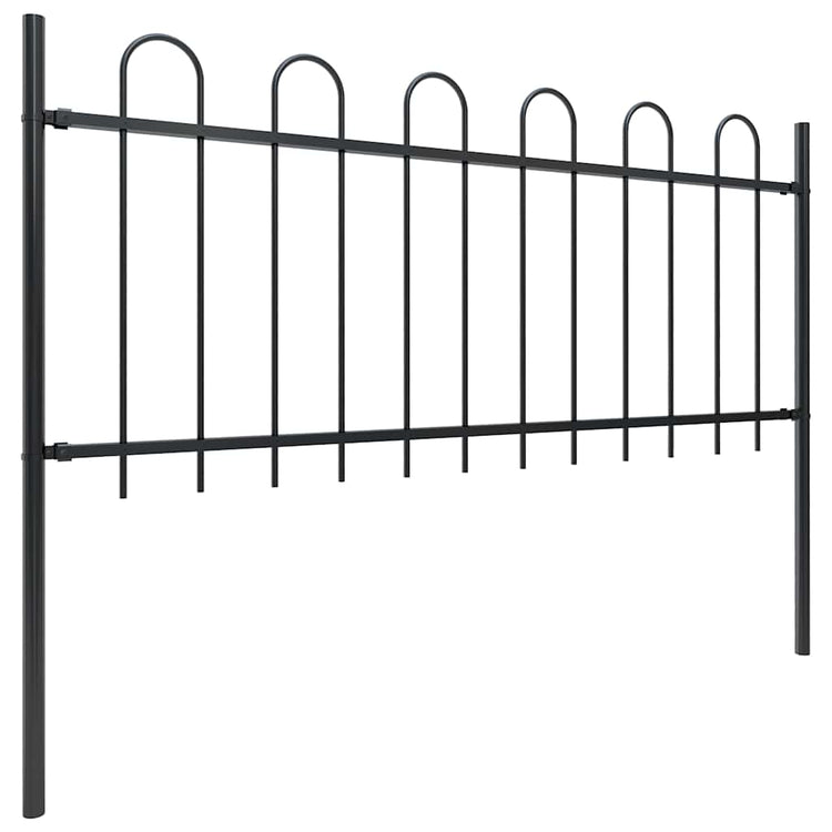 Vidaxl tuinhek met ringtop staal 337x80 cm zwart