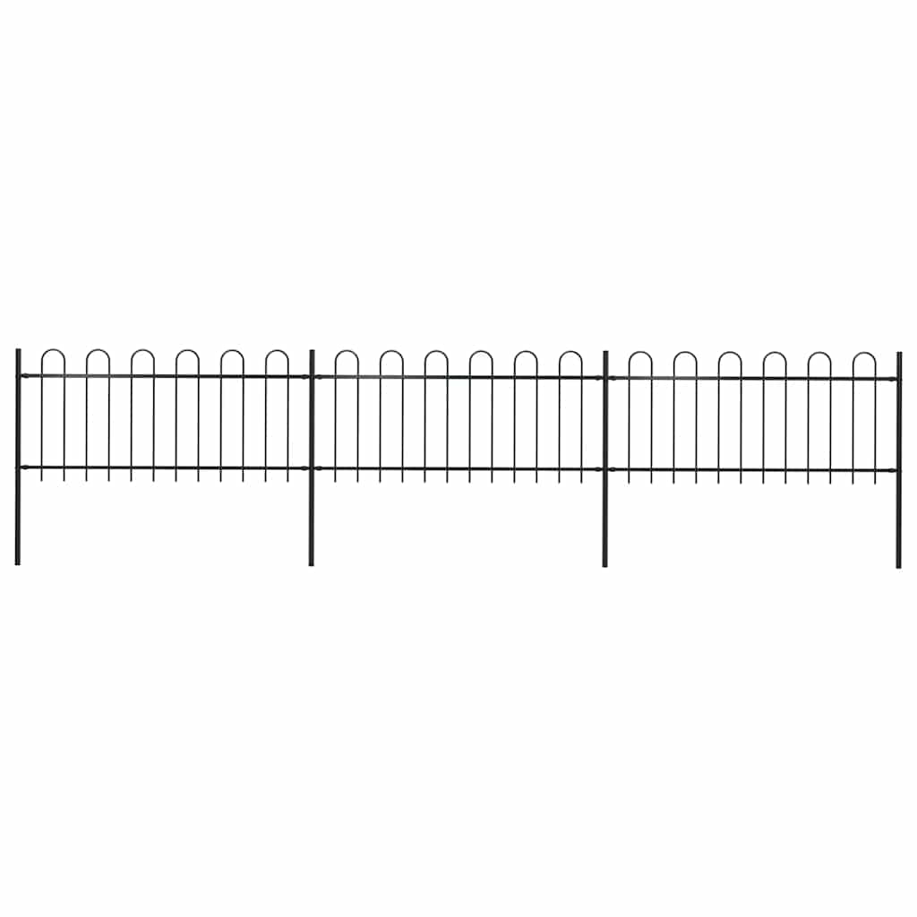 Vidaxl tuinhek met ringtop staal 504x80 cm zwart