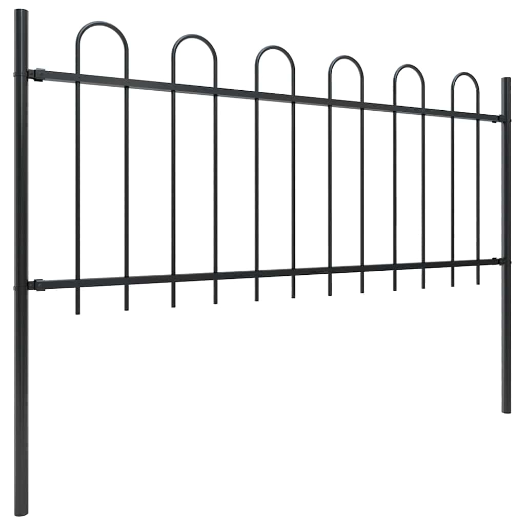 Vidaxl tuinhek met ringtop staal 714,5x80 cm zwart