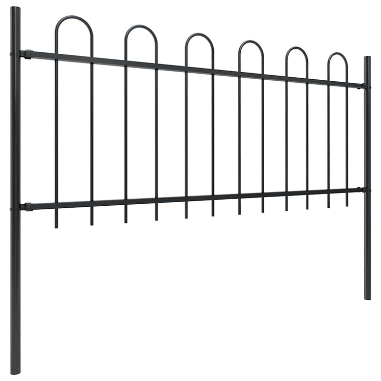 Vidaxl tuinhek met ringtop staal 671x80 cm zwart