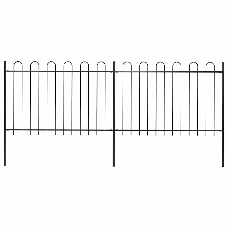 Vidaxl tuinhek met ringtop staal 337x120 cm zwart