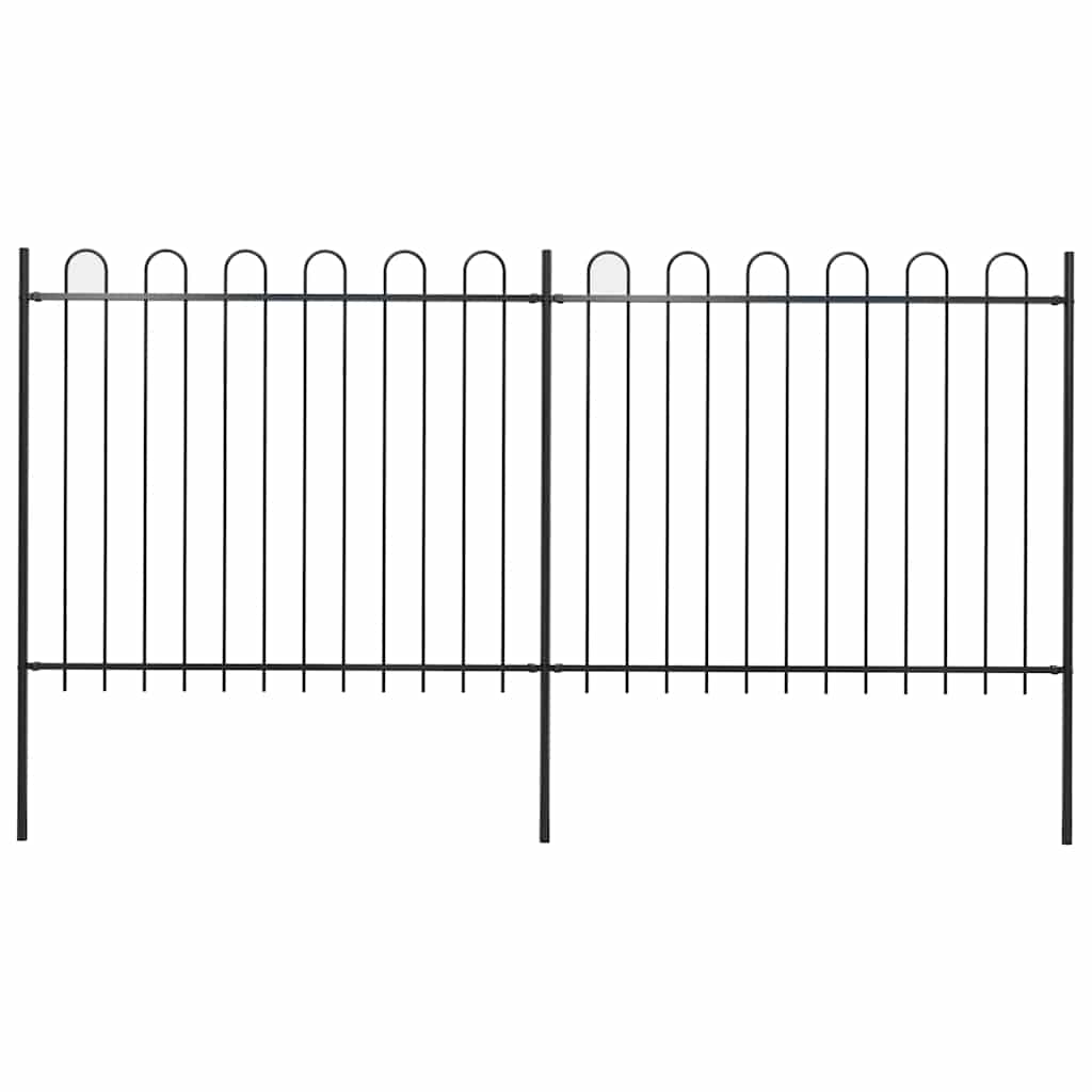 Vidaxl tuinhek met ringtop staal 359x150 cm zwart