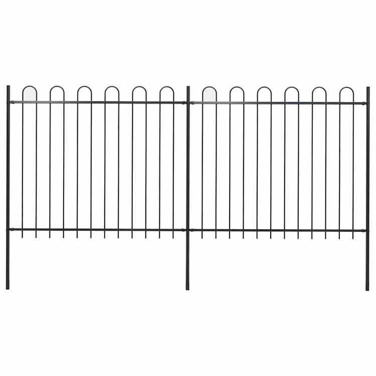 Vidaxl tuinhek met ringtop staal 337x150 cm zwart