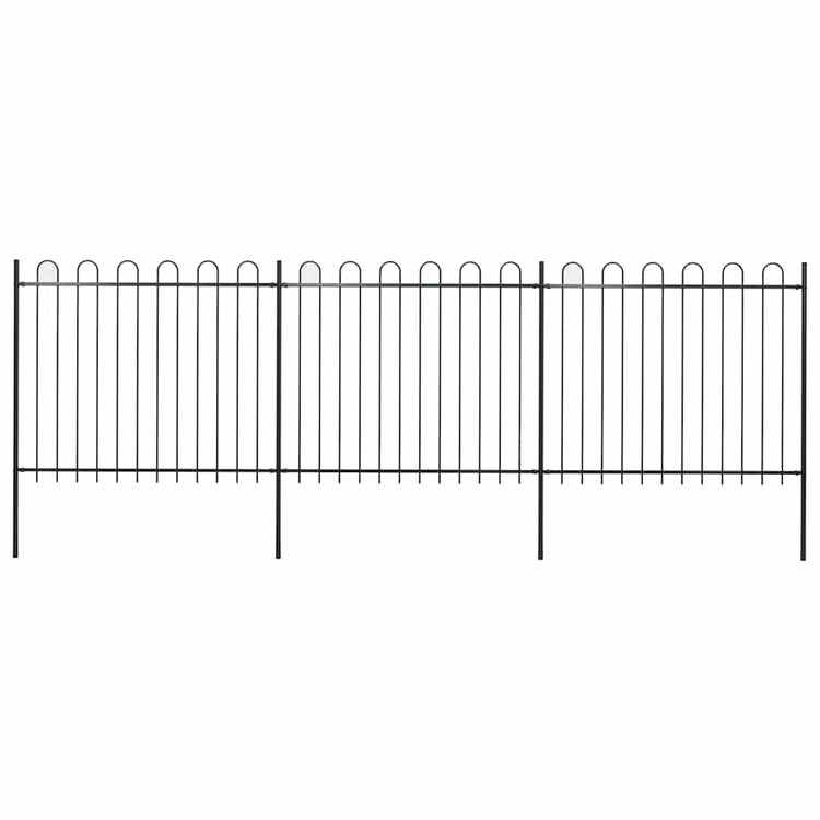 Vidaxl tuinhek met ringtop staal 504x150 cm zwart