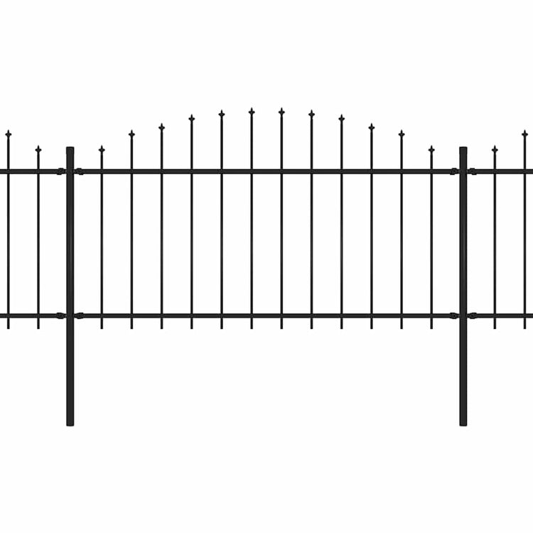 Vidaxl tuinhek met speerpunt staal 337x150 cm zwart