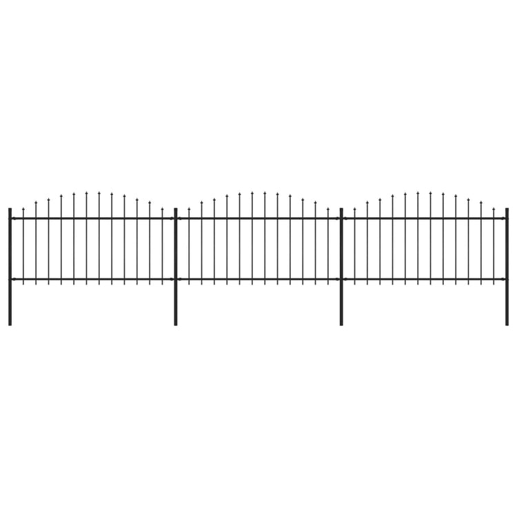 VidaXL Tuinhek met speren bovenkant (1,25-1,5)x5,1 m staal zwart