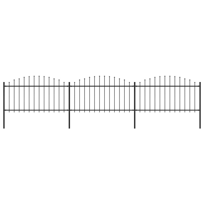 VidaXL Tuinhek met speren bovenkant (1,25-1,5)x5,1 m staal zwart