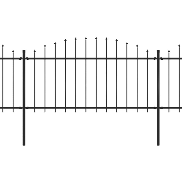 VidaXL Tuinhek met speren bovenkant (1,25-1,5)x5,1 m staal zwart