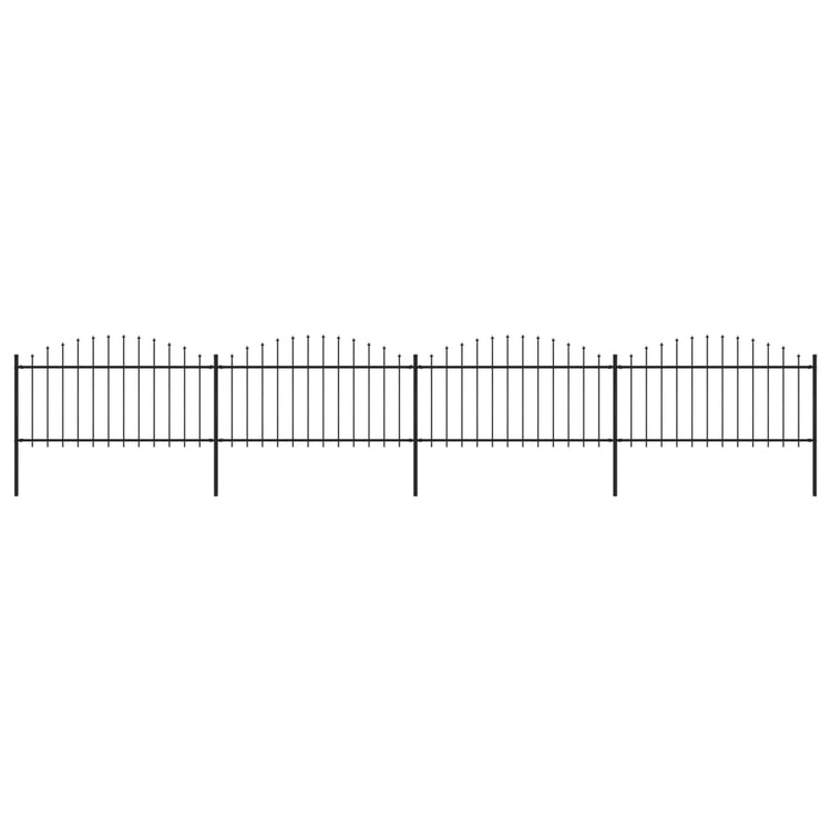 VidaXL Tuinhek met speren bovenkant (1,25-1,5)x6,8 m staal zwart