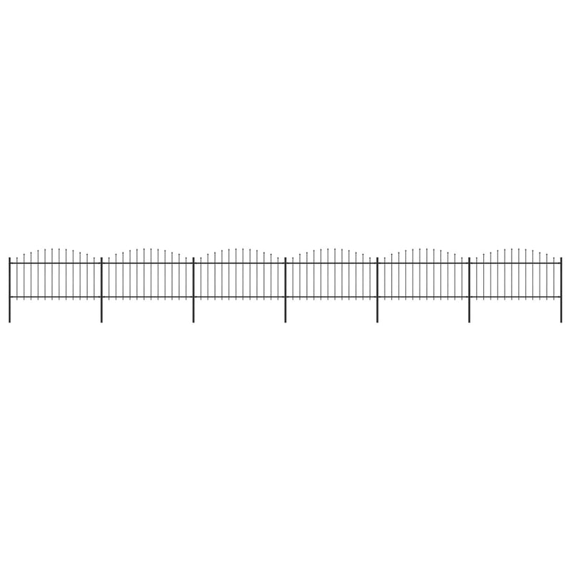 VidaXL Tuinhek met speren bovenkant (1,25-1,5)x10,2 m staal zwart