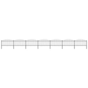 VidaXL Tuinhek met speren bovenkant (1,25-1,5)x11,9 m staal zwart - afbeelding 1